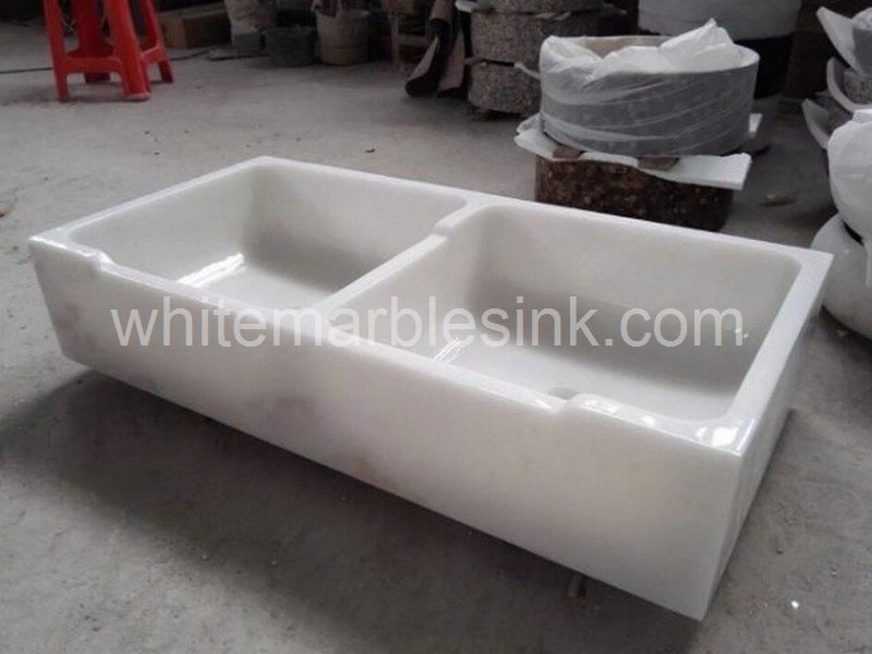 White Onyx Marble Double Sink