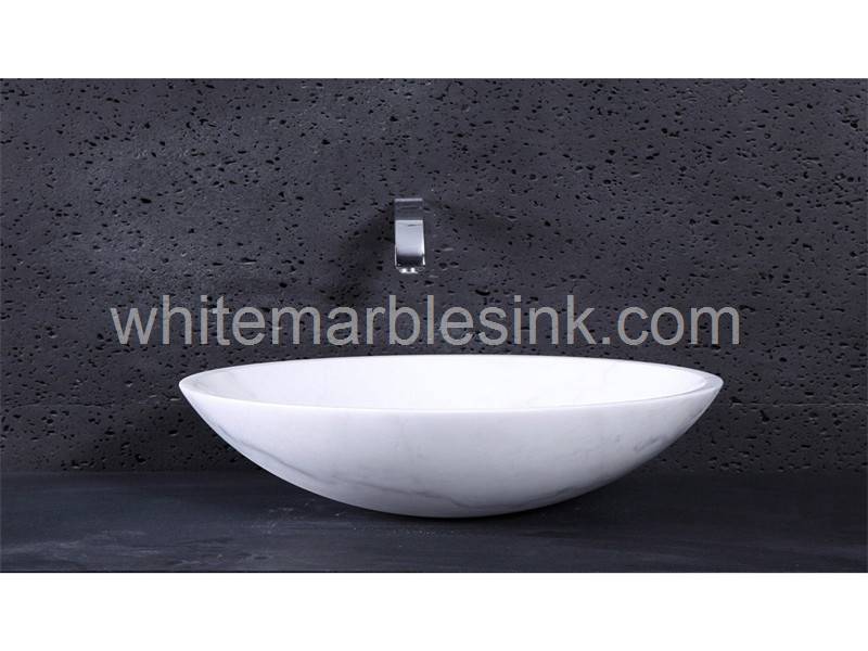 Pure white marble round sink